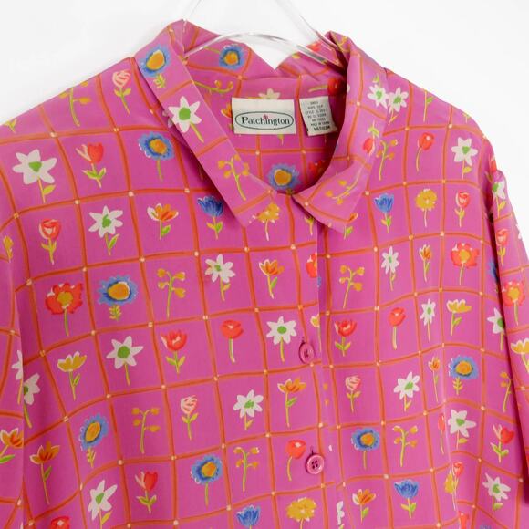 Vintage Patchington Cottage Core Pink Floral Button Down Blouse Medium - Picture 5 of 7
